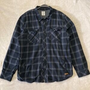Voyager Heavy Flannel Shirt Jacket Men's XL Thermal Lined Black Plaid Button Up